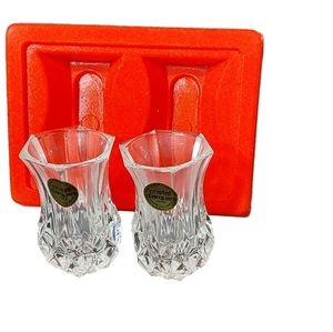 CRISTAL D'ARQUES FRANCE VIOLETTE SET OF 2 BUD‎ VASE
